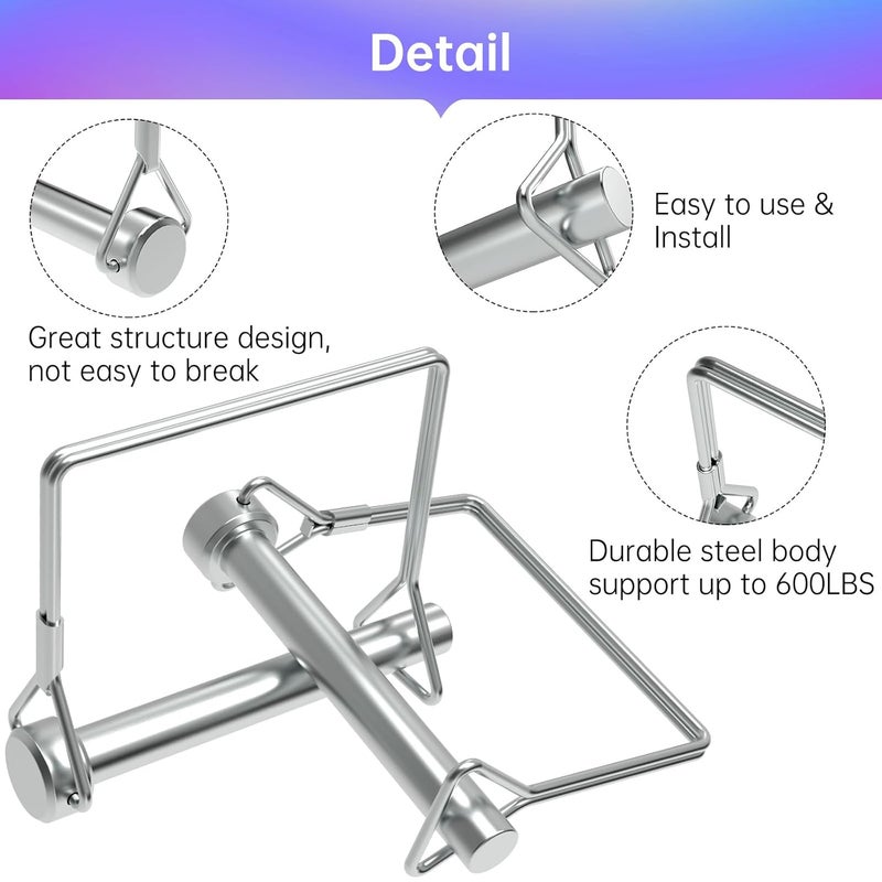 ForoGore 10 Pack Wire Lock Pin, 3/8 Inch Heavy Duty Safety Coupler Pin Shaft Locking Pin for Farm Trailers Wagons Lawn Garden - Image 4